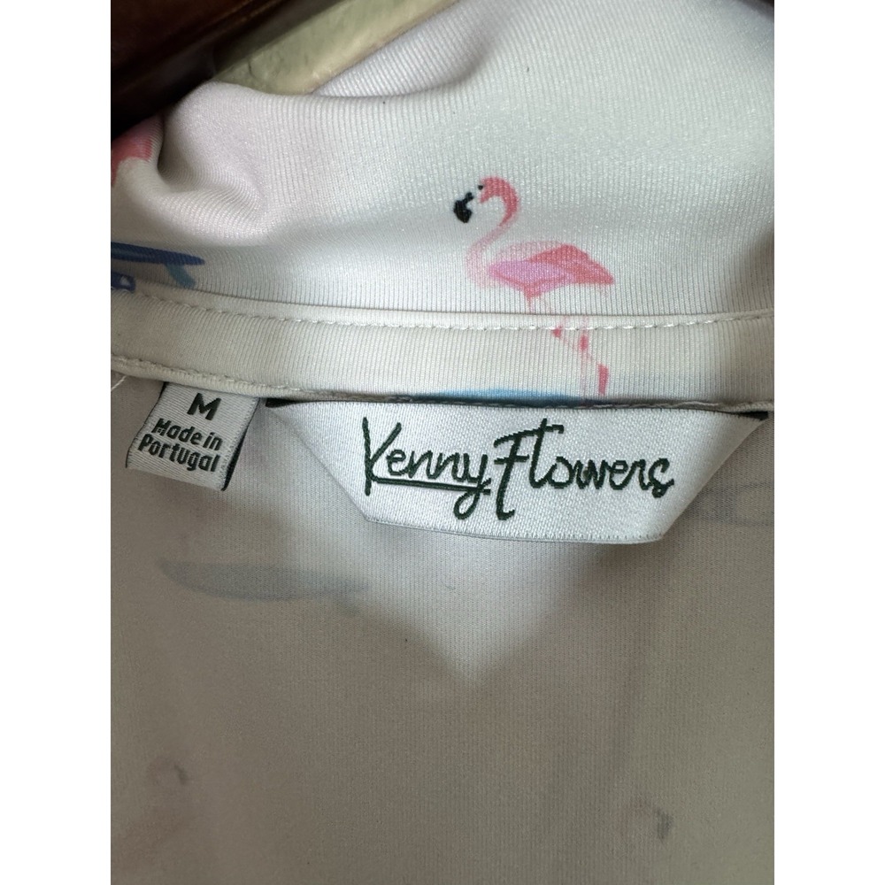 Kenny Flowers"Surfing Flamingos" Golf Shirt.‎ Size Medium Stretch Performance - Picture 5 of 6